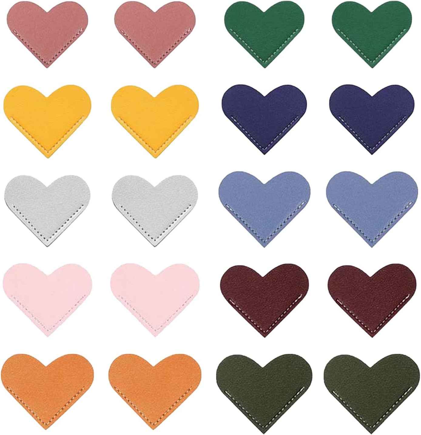 20Pcs Cute Leather Heart Bookmark,Corner Page Bookmark Clips - TTpen