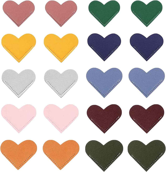 20Pcs Cute Leather Heart Bookmark,Corner Page Bookmark Clips - TTpen