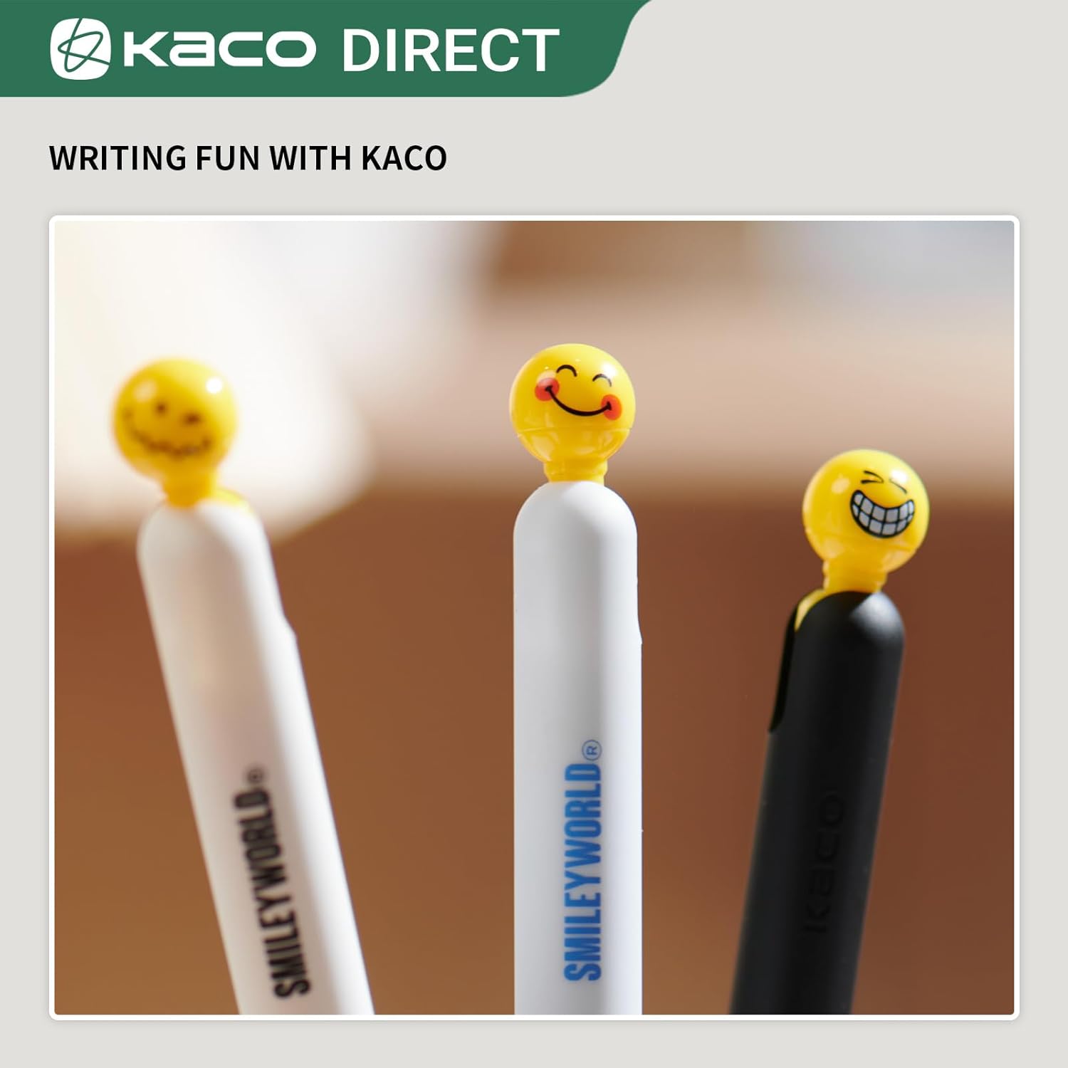 Kaco POPUP Gel Pens 3 Pieces with Extra 3 Refills