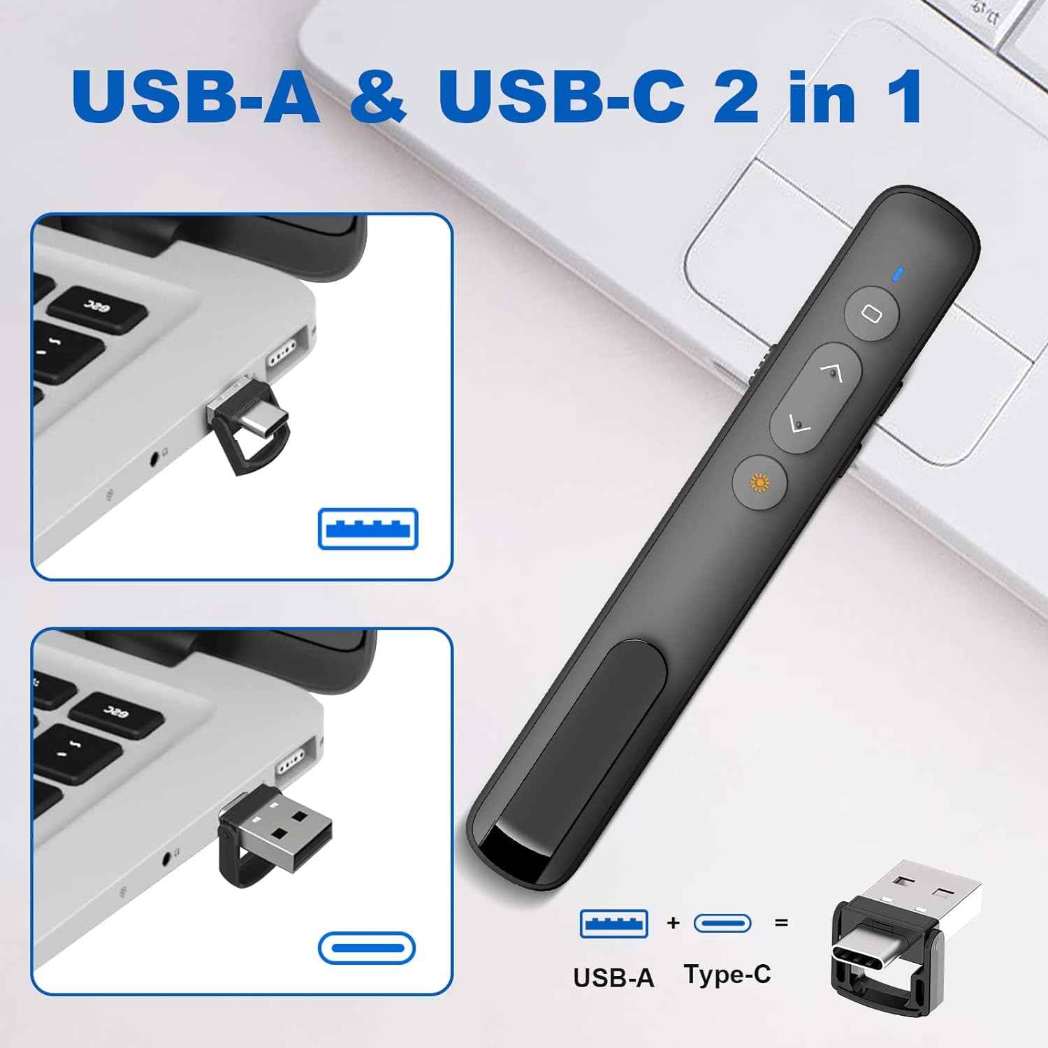 Red/Green Laser Presentation Clicker PowerPoint Wireless Presenter Remote - TTpen