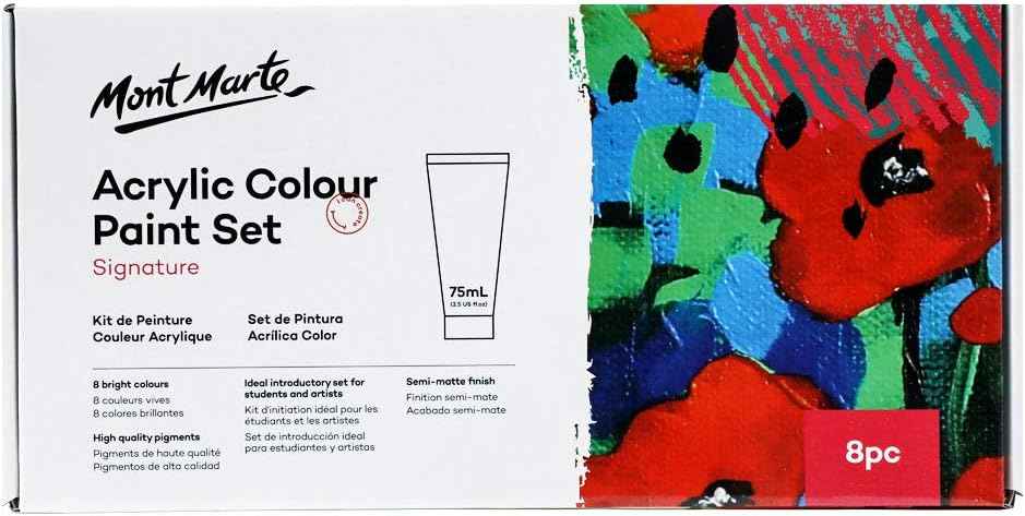 MONT MARTE Signature Acrylic Color Paint Set,8 Colors 75ml Tube - TTpen