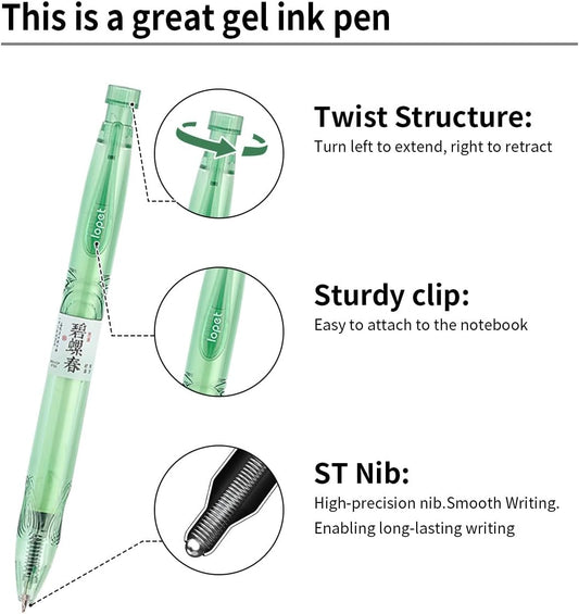 LOPET 4Pcs Bottle Twist Green Tea Scented Gel Pens