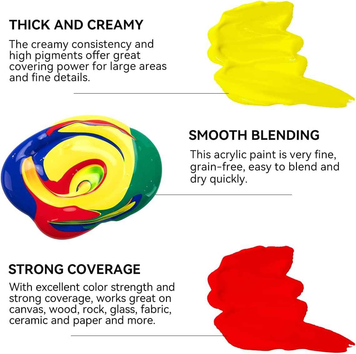 6 Acrylic Paint Art Supplies Set,75 ml Tubes,Regular Color - TTpen