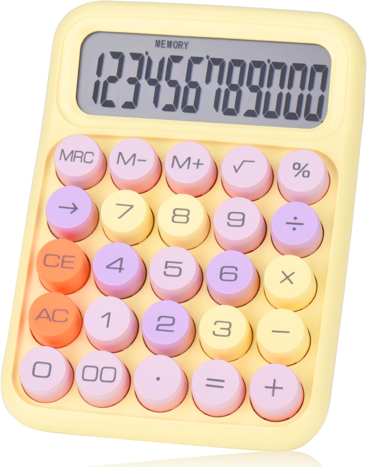 Colorful Candy Mechanical Pushbutton Calculator,12 Digit yellow