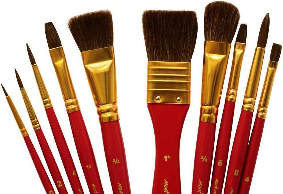 Mont Marte Art Paint Brushes Set with Case,10 Different Size - TTpen
