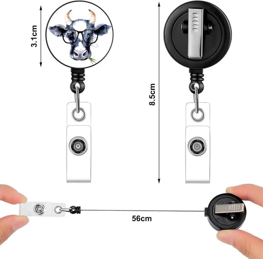 3Pcs Cow Retractable Badge Reel Holder for Nurse Doctor Teacher Student - TTpen