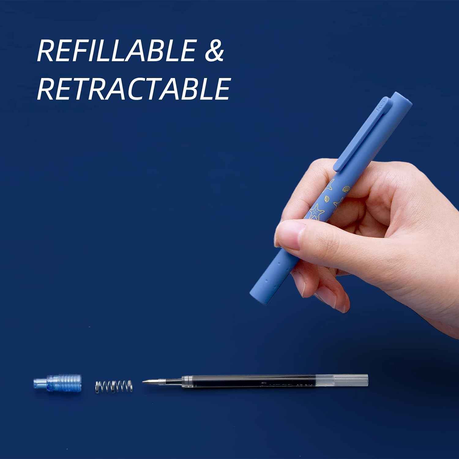 Kaco Retractable Gel Ink Pens 0.5mm Fine Point,6 Pack - TTpen