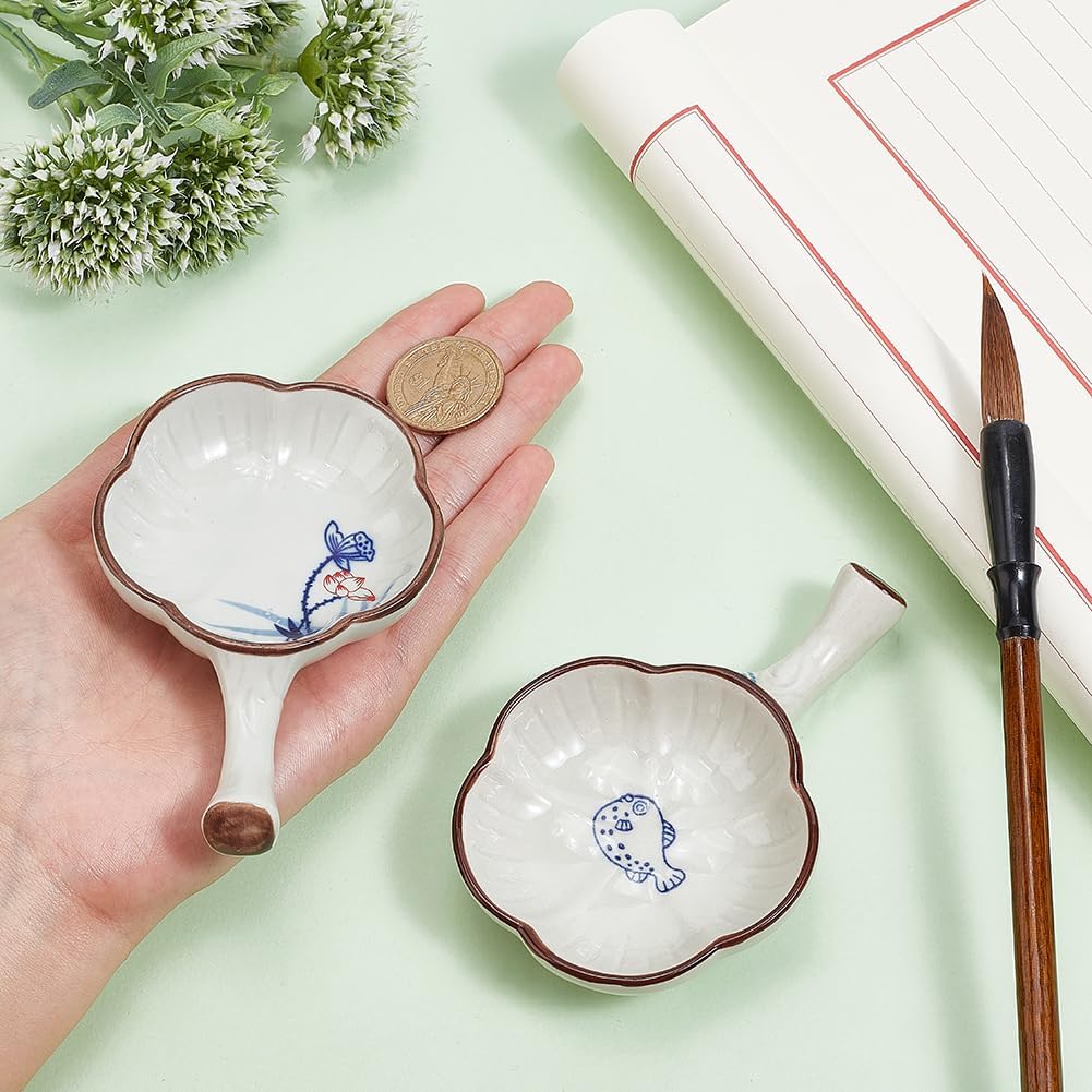 Porcelain Ink Plate Chinese Calligraphy Painting Brush Rest Holder