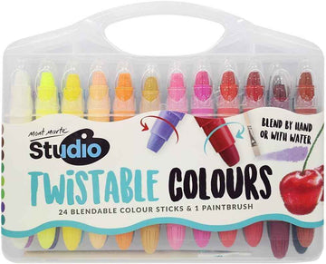 MONT MARTE Studio Twistable Colours,24 Blendable Colour Sticks 1 Paint Brush - TTpen