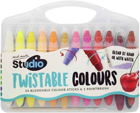 MONT MARTE Studio Twistable Colours,24 Blendable Colour Sticks 1 Paint Brush - TTpen