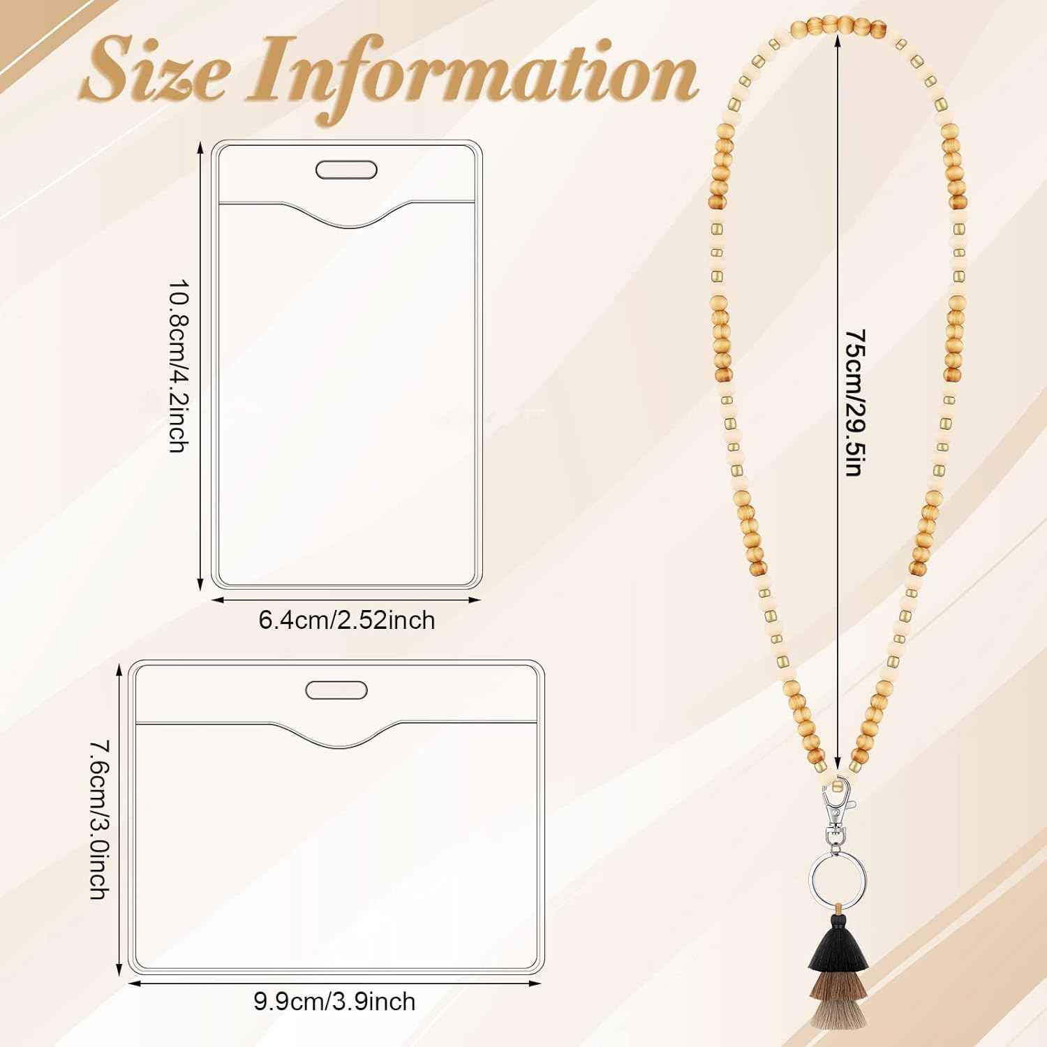 12 Pieces Wood Beaded Lanyards and Card Holder Set - TTpen