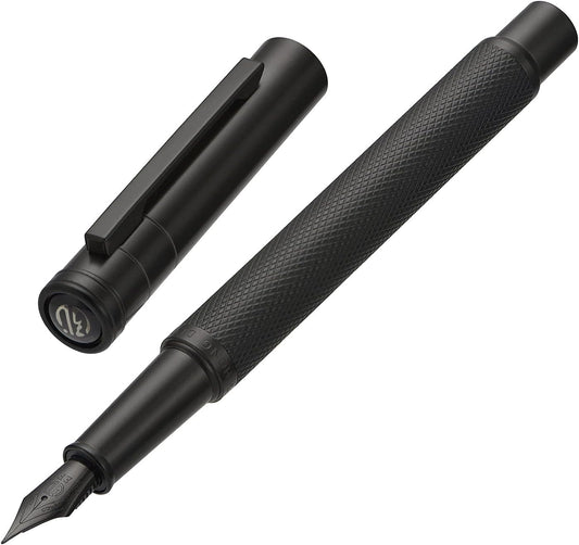 Hongdian Matte Black/Silver Forest Fountain Pen Black