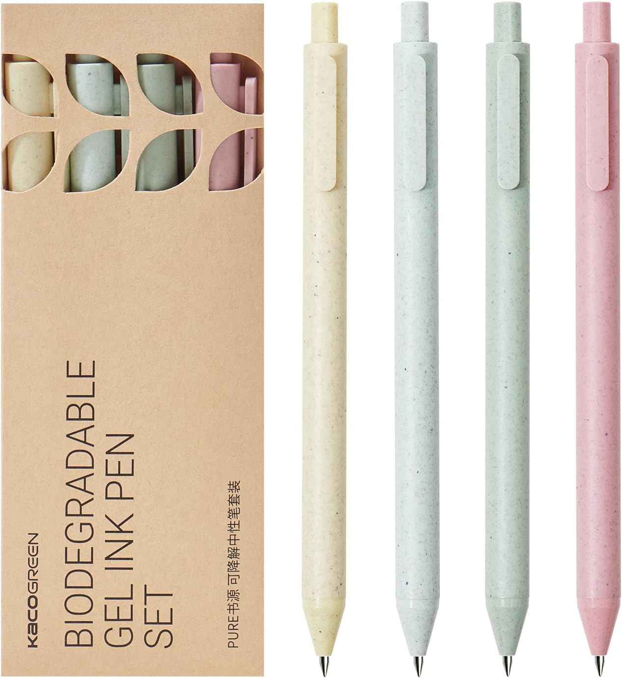 Kaco Biodegradable Gel Ink Pen Set with Black Ink 4 Pack - TTpen