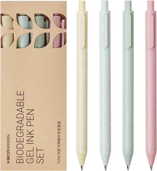 Kaco Biodegradable Gel Ink Pen Set with Black Ink 4 Pack - TTpen