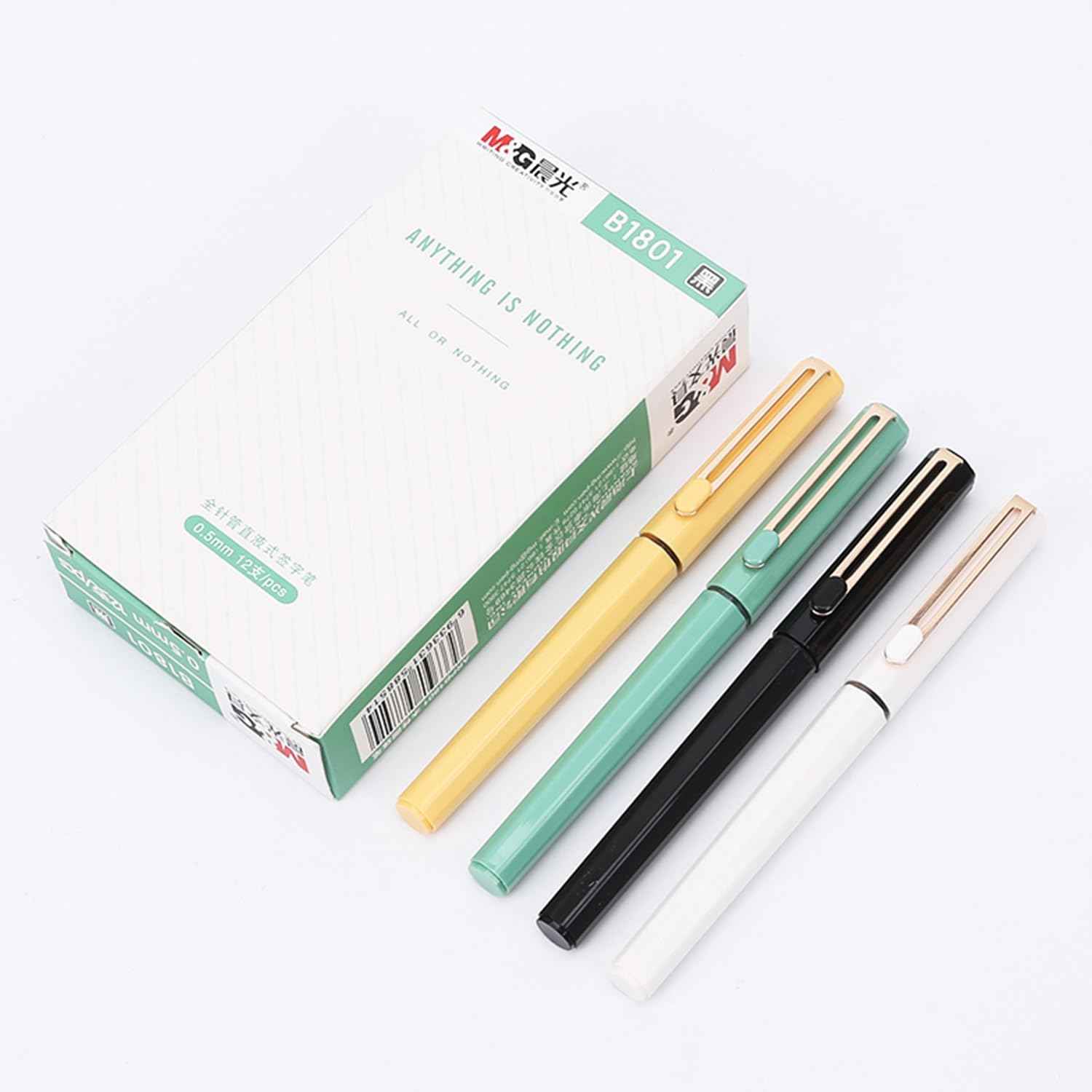 M&G 12Pcs Liquid Rollerball Pens,0.5mm Fine Ponit Black Ink - TTpen