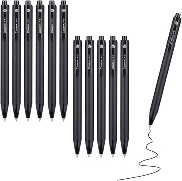 Comix 12pcs Retractable Gel Pens,Black Ink,0.5mm Medium Point - TTpen