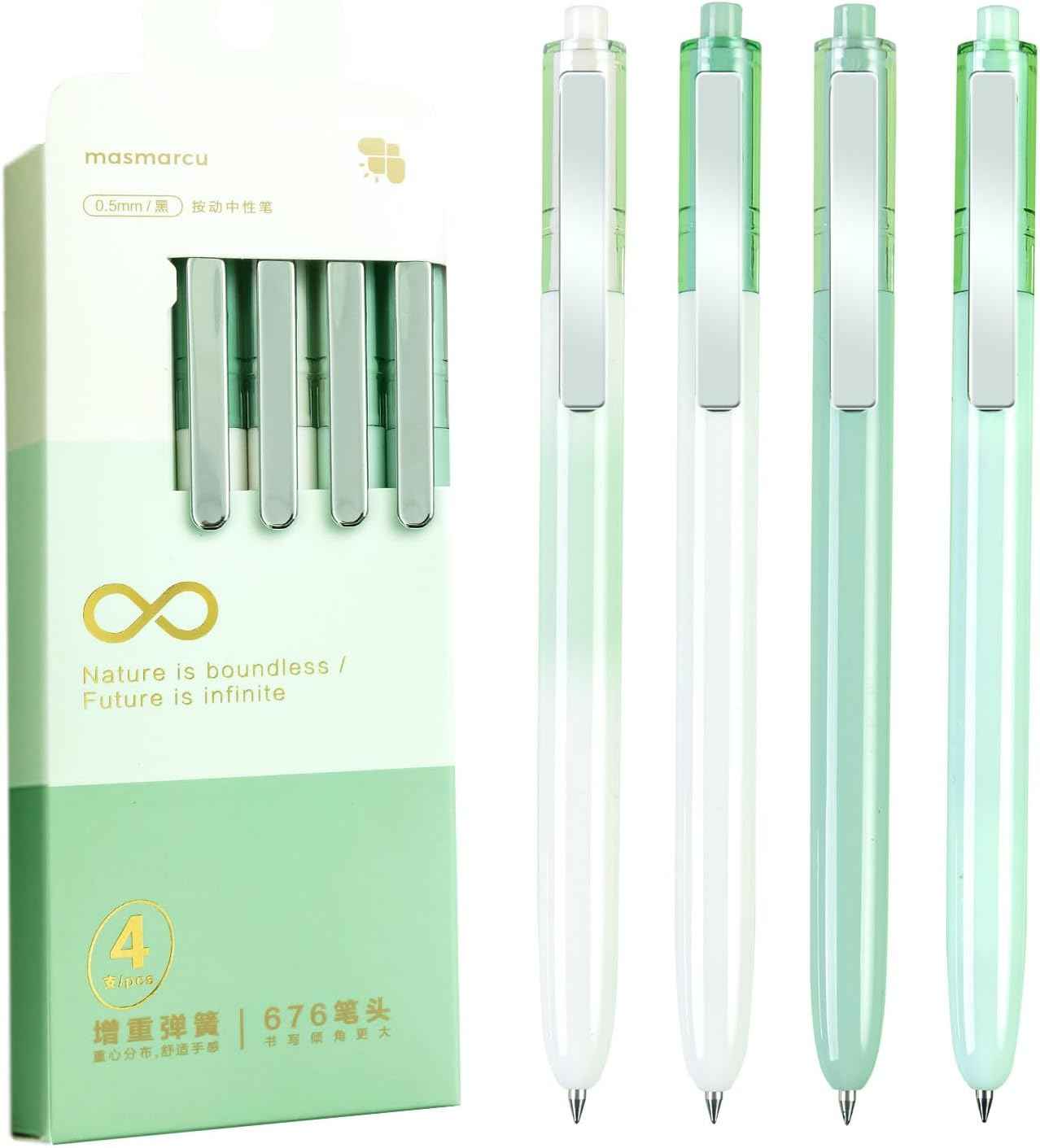 M&G 4Pcs Gel Pens,0.5mm Black Ink Pens Fine Point - TTpen