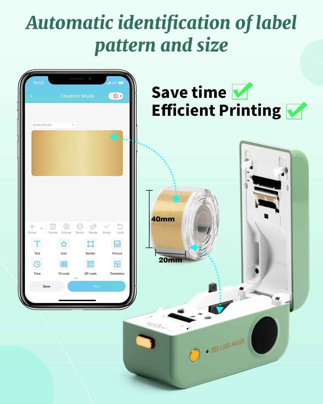 Phomemo D50 Large Thermal Label Maker Machine 16/20/24MM Width - TTpen