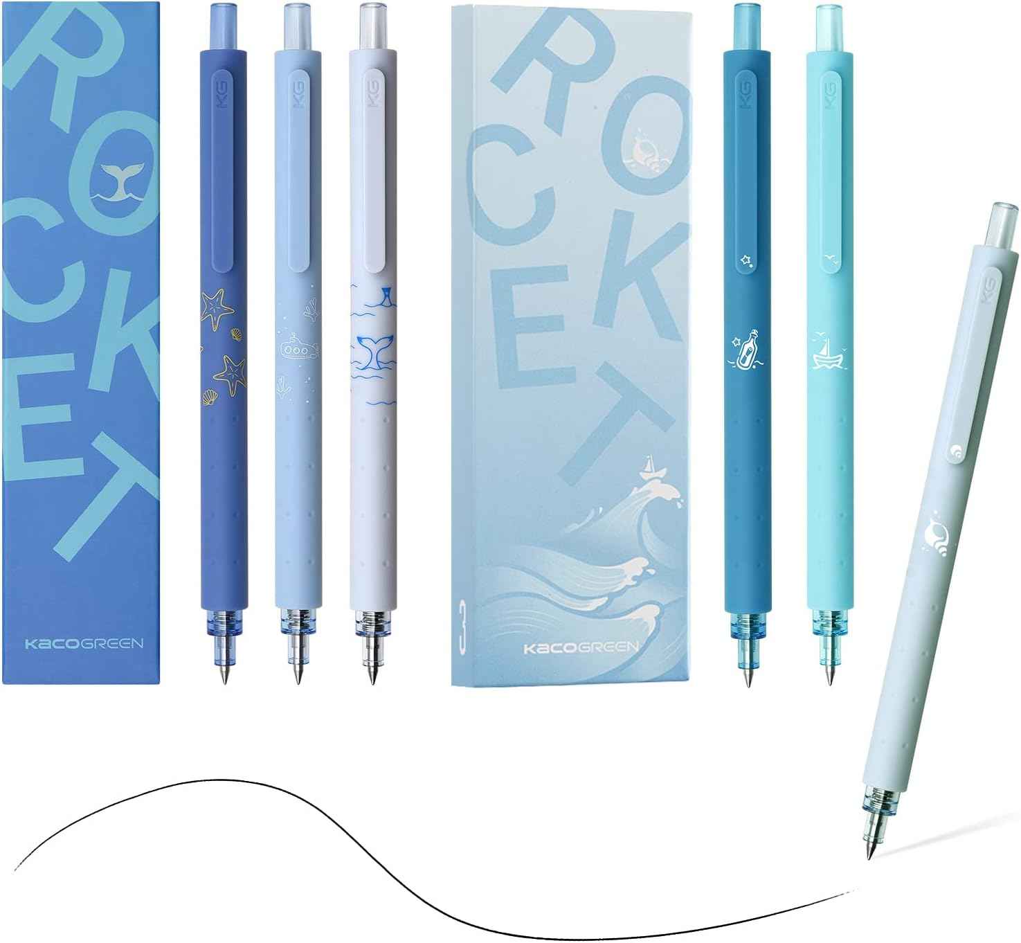 Kaco Retractable Gel Ink Pens 0.5mm Fine Point,6 Pack - TTpen
