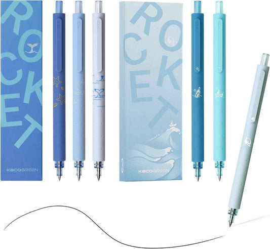 Kaco Retractable Gel Ink Pens 0.5mm Fine Point,6 Pack - TTpen