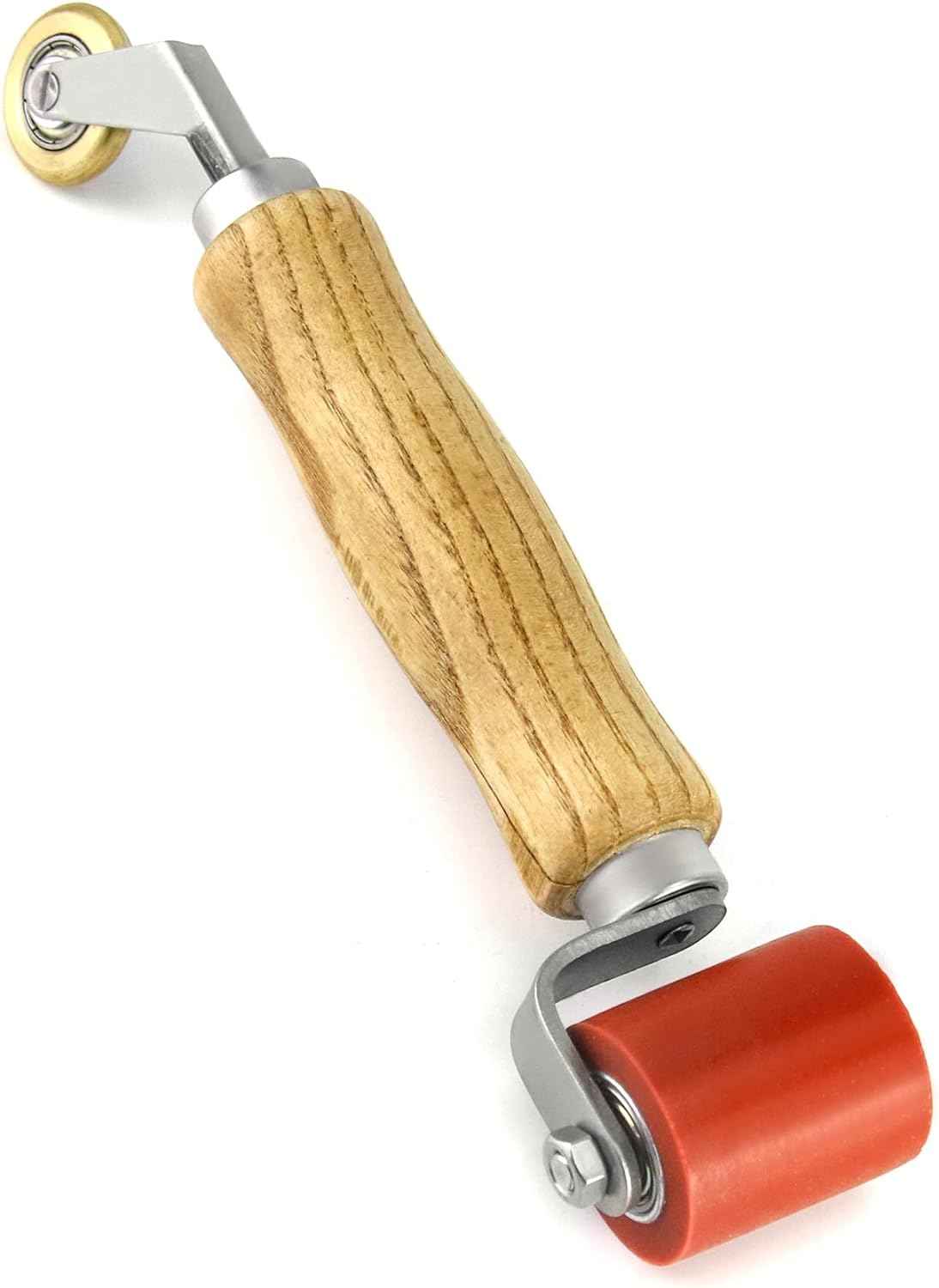 QWORK Seam Roller, 40mm Silicone Seam Roller with 6mm Brass Detail Penny Roller, Smoothing Seam Roller Tool for PVC/TPO/EPDM Single Ply Roofing Tape - TTpen