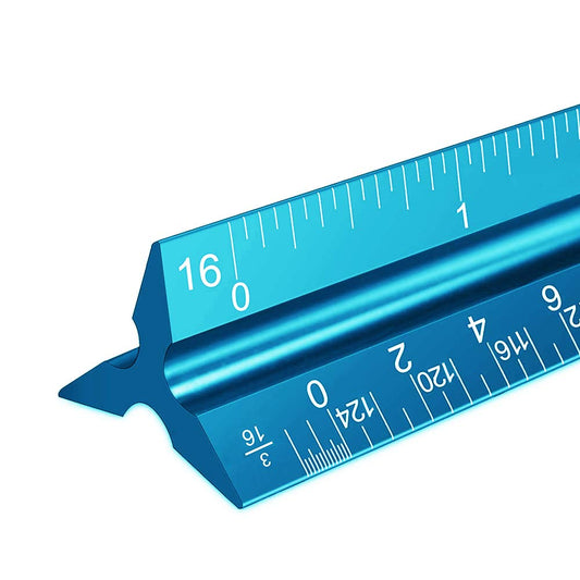 12" Architectural Scale Ruler Triangular Aluminum Blue