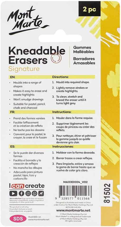 Mont Marte Kneadable Erasers Signature for Artists Drawing Sketching - TTpen