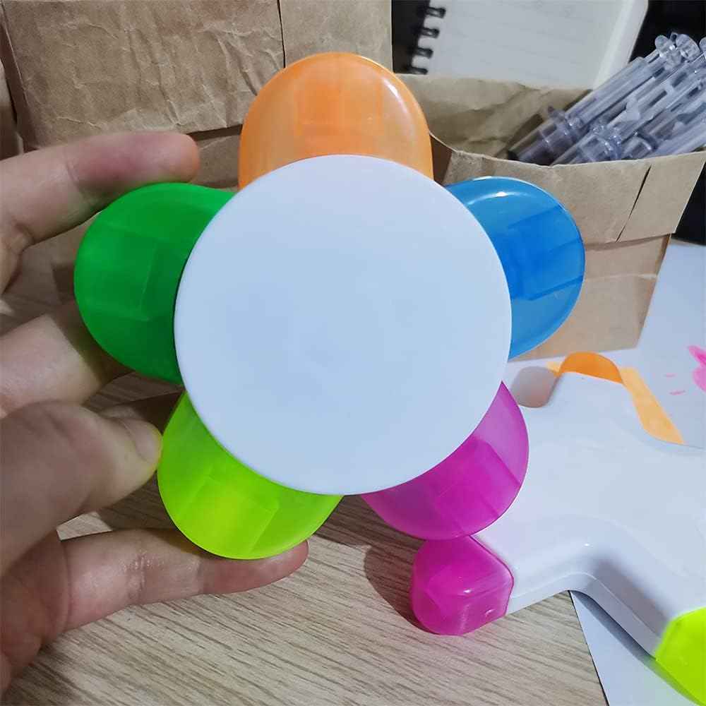 3 Pack Fluorescent Highlighters,Petal,Star Flower,Round Shape - TTpen