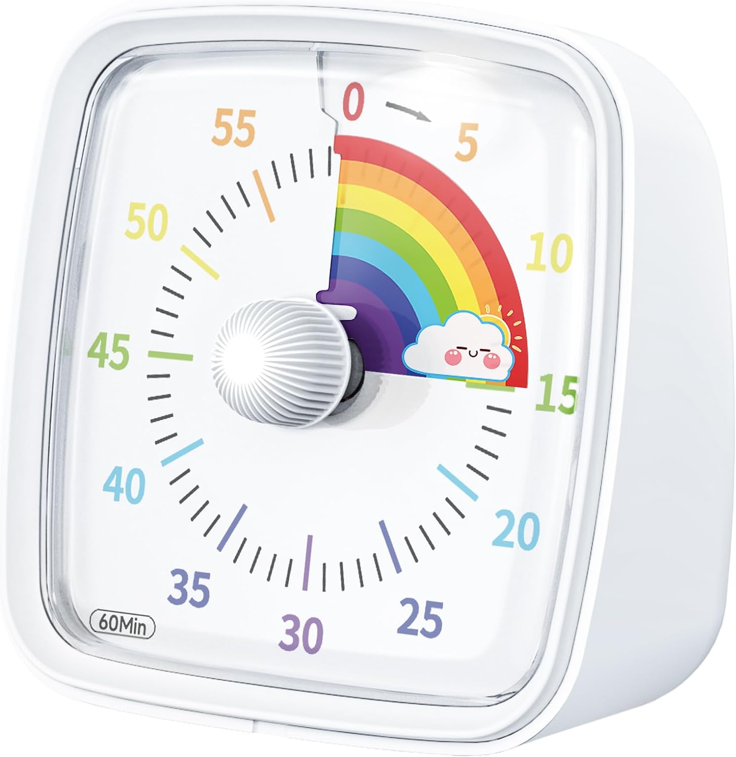 60-Minute Countdown Visual Timer with Night Light White-rainbow