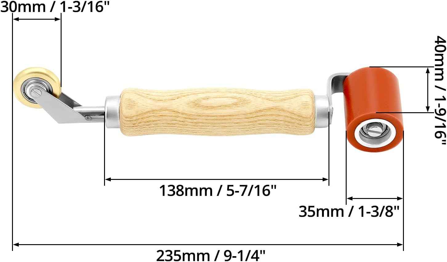 QWORK Seam Roller, 40mm Silicone Seam Roller with 6mm Brass Detail Penny Roller, Smoothing Seam Roller Tool for PVC/TPO/EPDM Single Ply Roofing Tape - TTpen