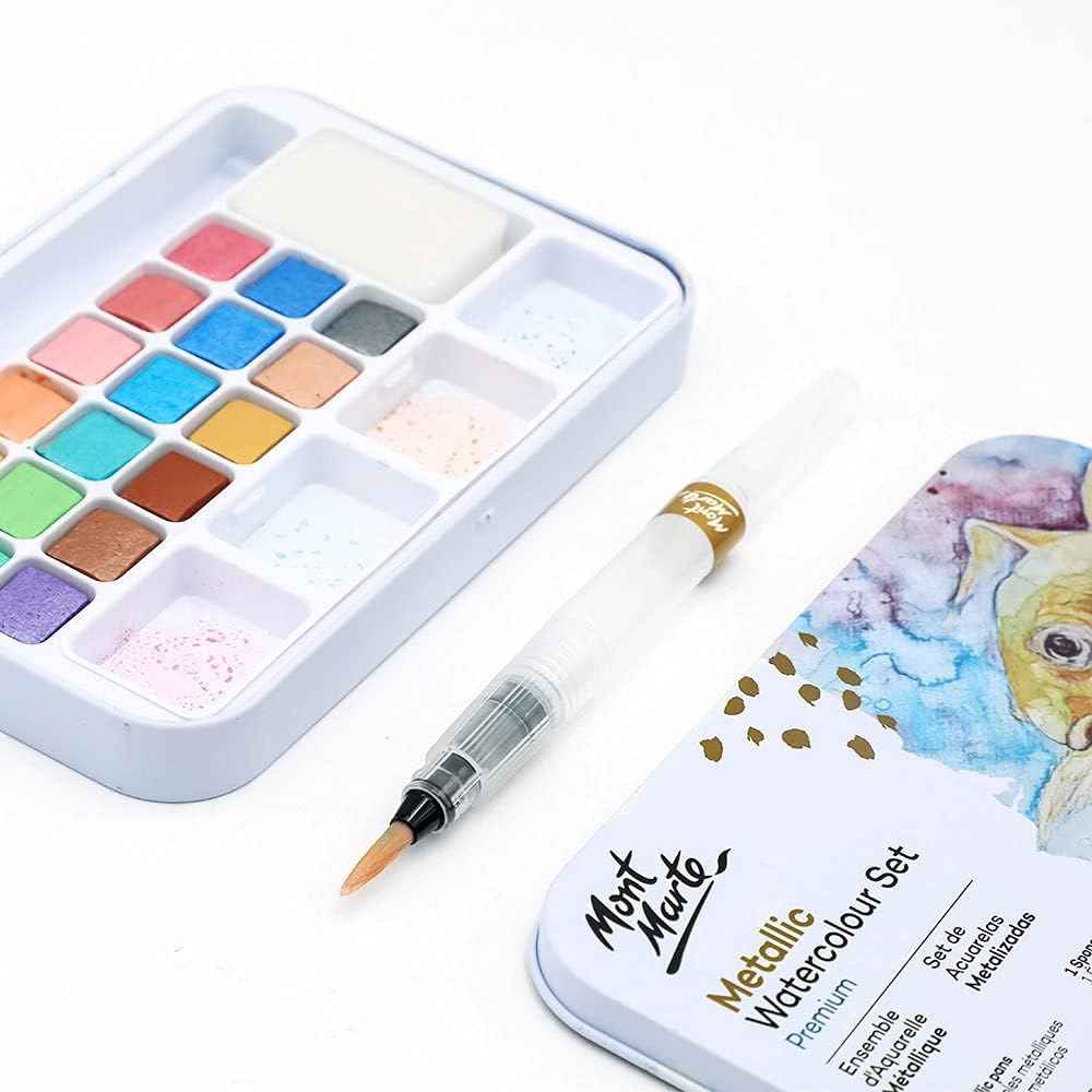 Mont Marte 21 Piece Premium Metallic Watercolor Cake Set - TTpen
