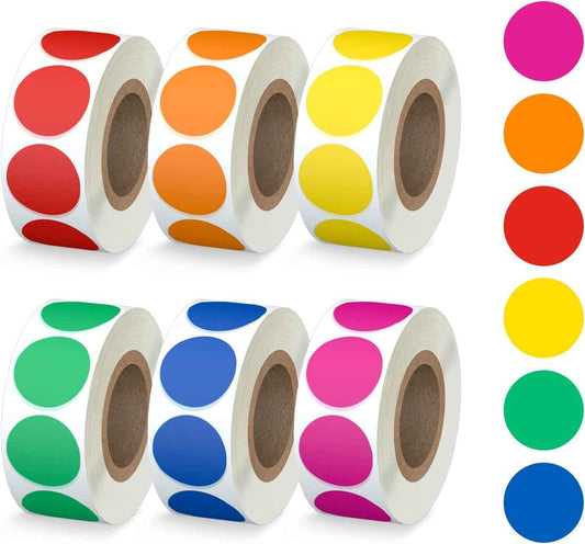 3000pcs 1 inch Dot 6 Rolls Colored Coding Labels - TTpen