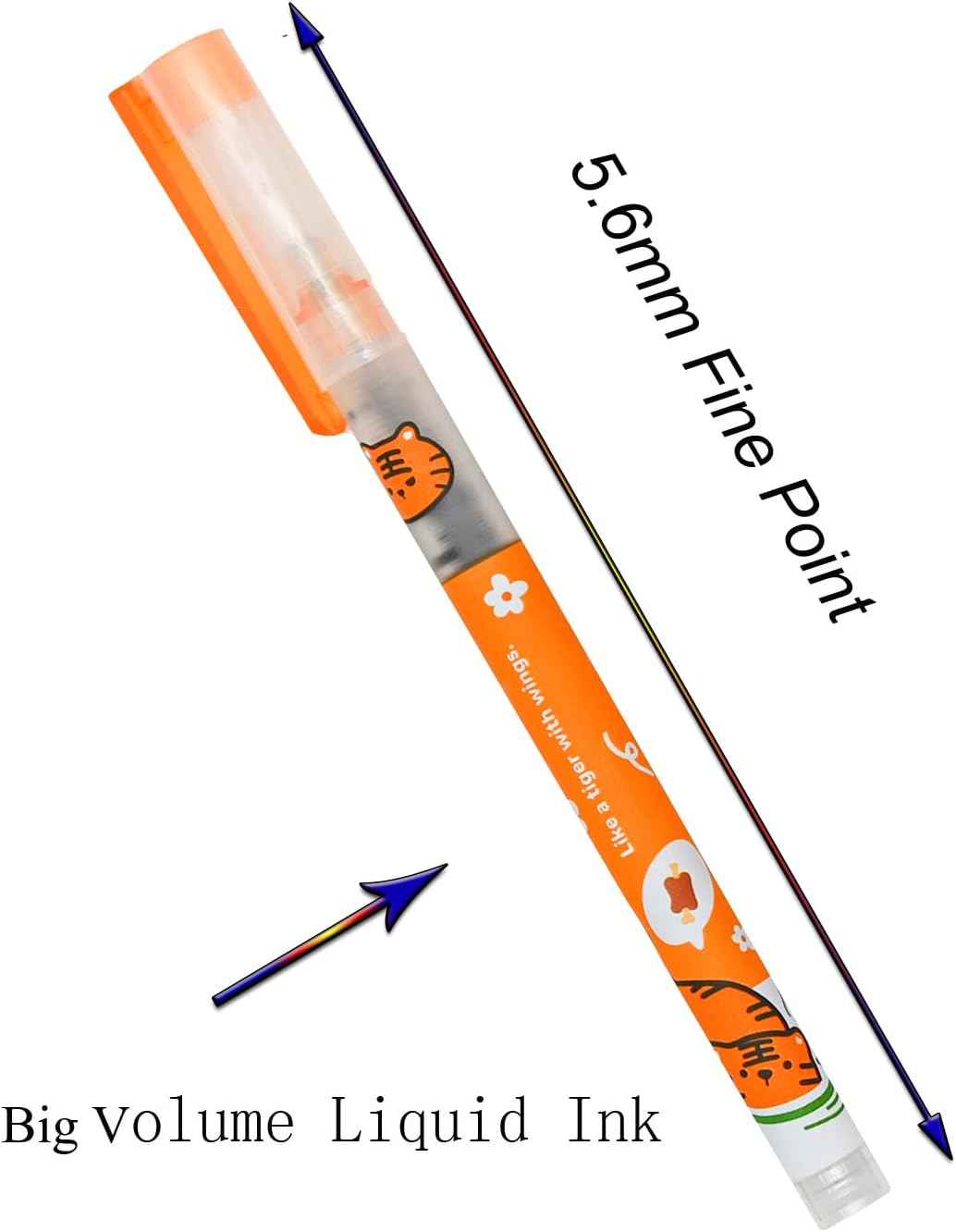 12PCS Tiger Liquid Ink Quick Dry Ink Rollerball Pens Black Ink - TTpen