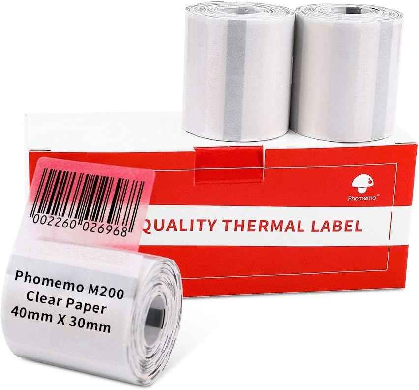 Phomemo M200/M110S Clear Adhesive Thermal Label,40mm X 30mm - TTpen