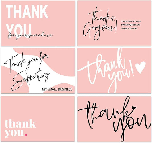 300PCS Thank You For Supporting My Business Cards Pink - TTpen