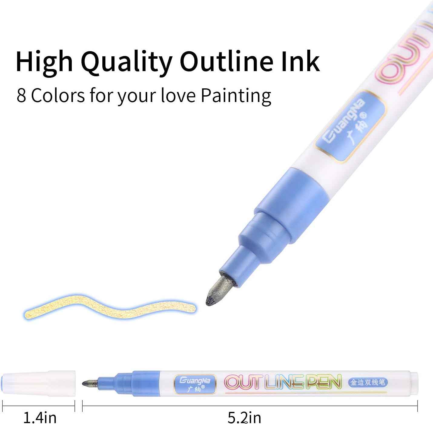 Guangna Outline Drawing Pens,12 Colors Metallic Markers Pens - TTpen