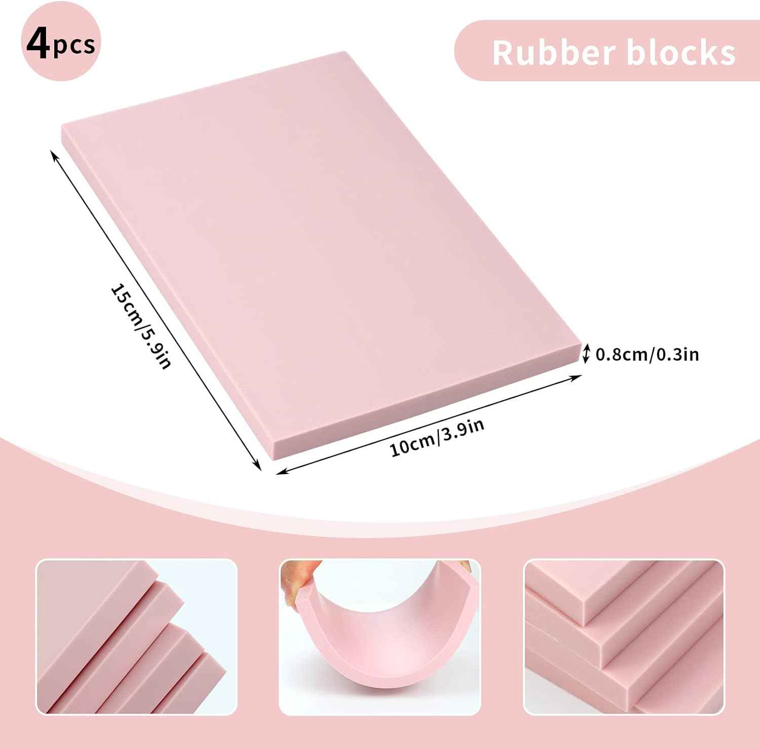 4 Pack Rubber Carving Block Stamp with Cutter Tool,Brayer Printmaking Roller - TTpen