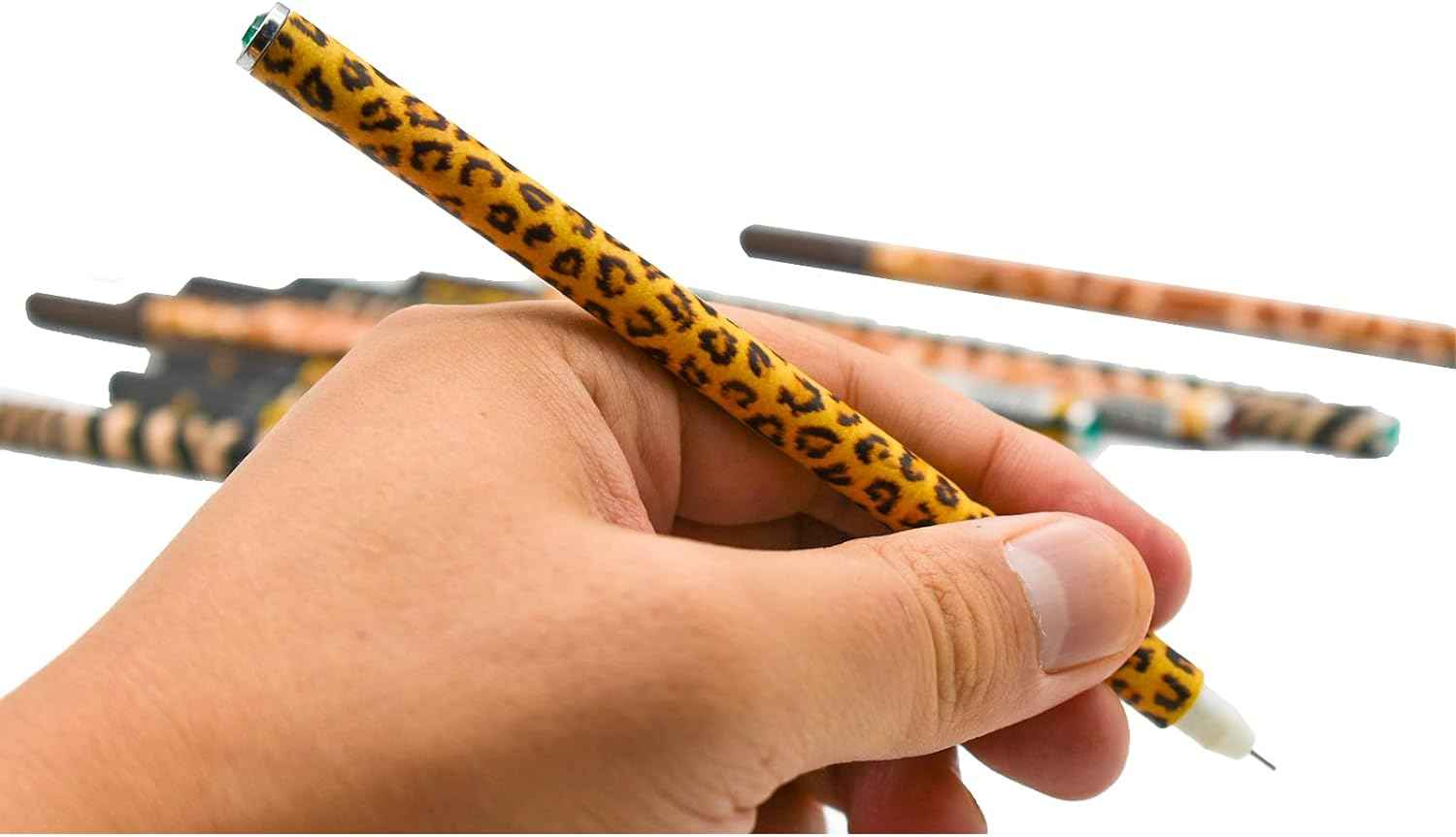 12PCS Leopard Print Giraffe Pattern Gel Pens Diamond Black Ink 0.38mm Extra Fine - TTpen
