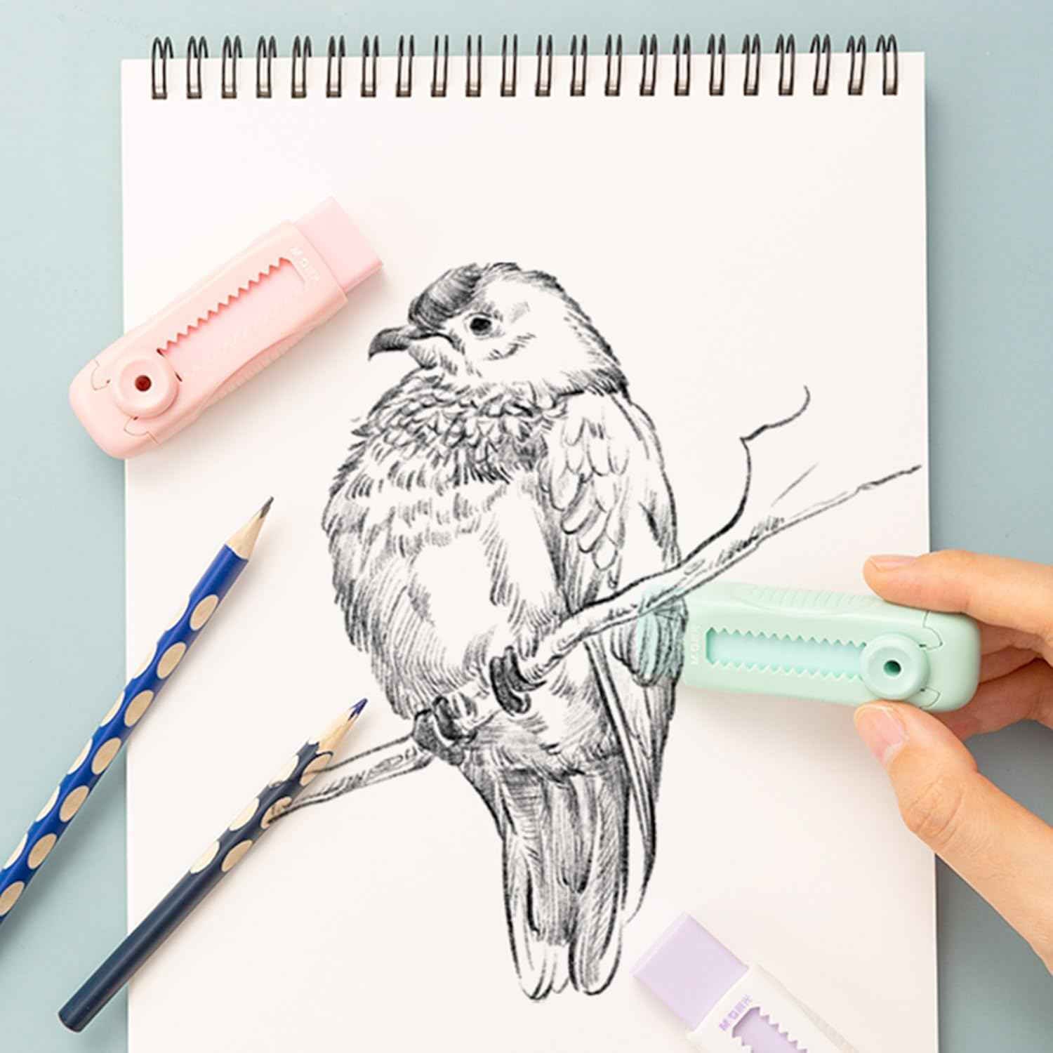 M&G 4+1 Pack Sliding Retractable Eraser with Sleeve and 4 Refill Erasers - TTpen