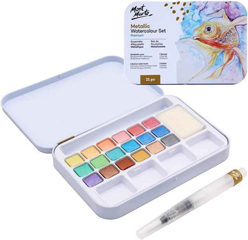 Mont Marte 21 Piece Premium Metallic Watercolor Cake Set - TTpen