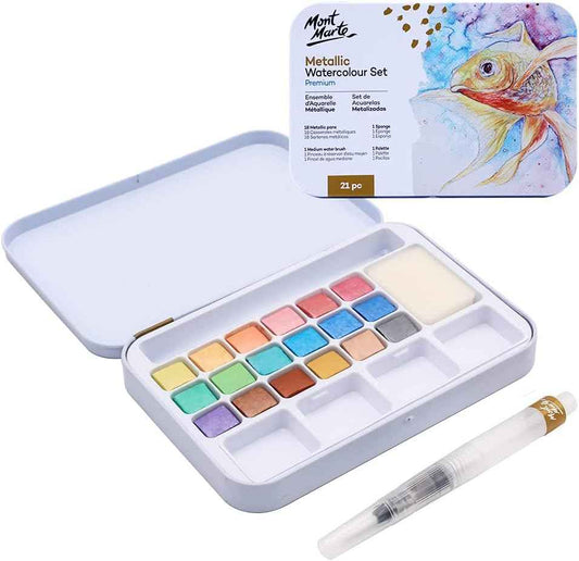 Mont Marte 21 Piece Premium Metallic Watercolor Cake Set - TTpen