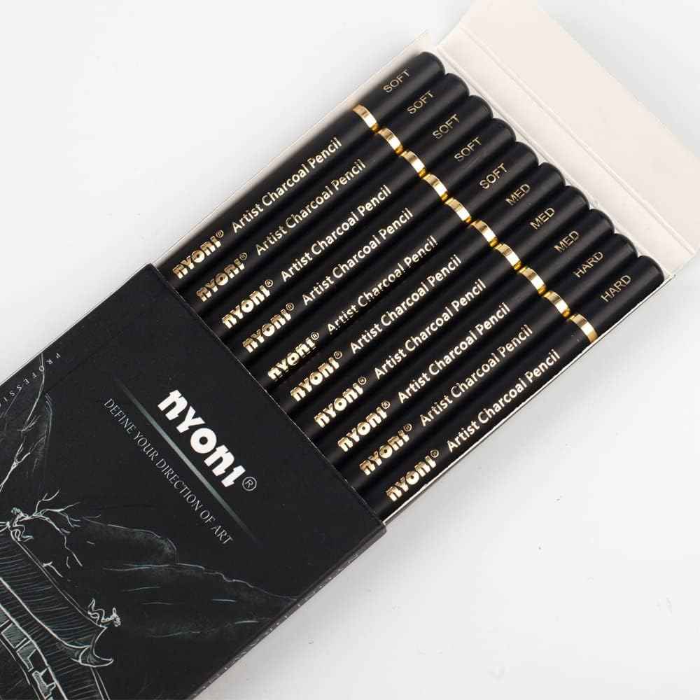 Nyoni Professional Charcoal Pencils Drawing 10 Pack - TTpen