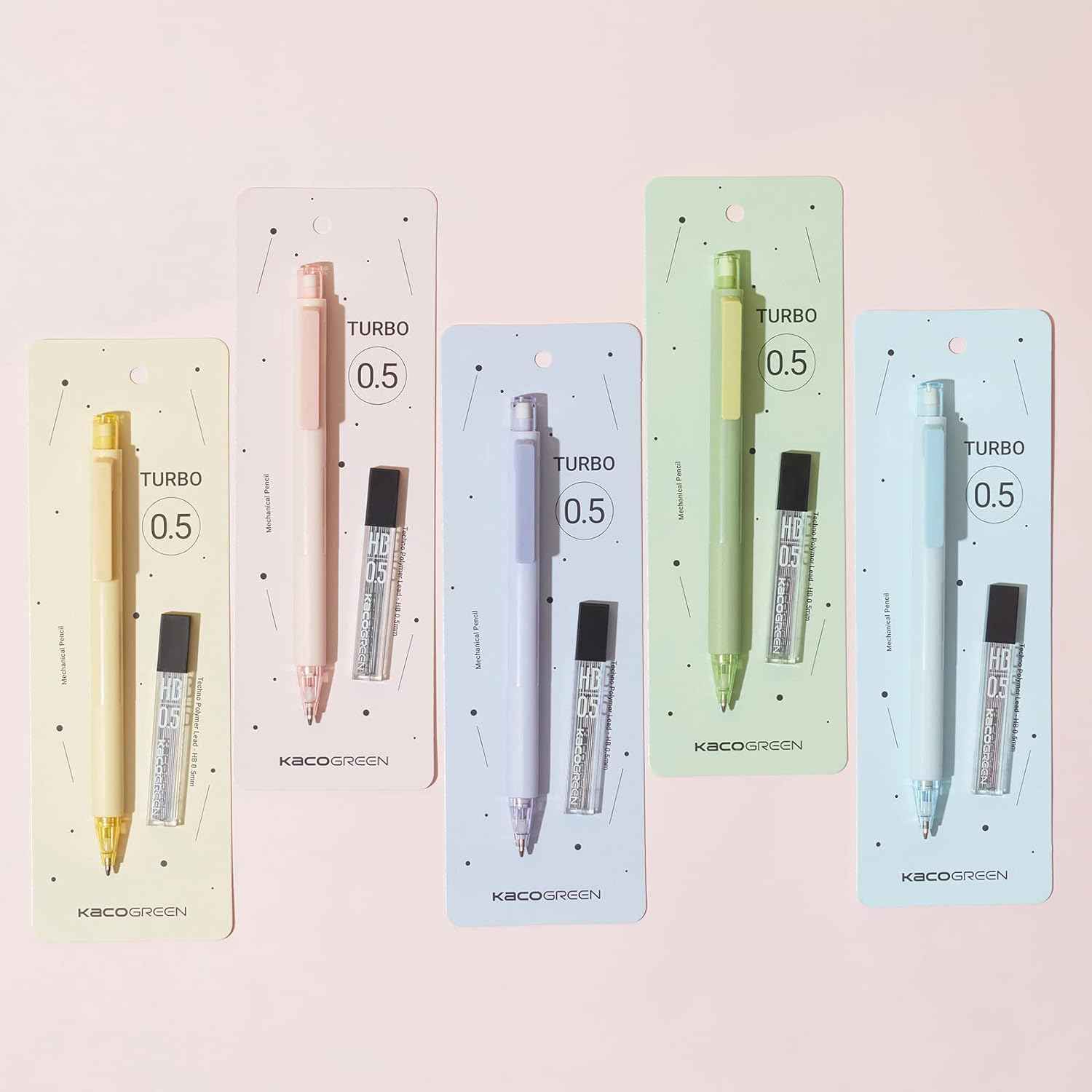 Kaco TURBO Mechanical Pencils with 5 Tube HB Lead Refills 5 Pack - TTpen