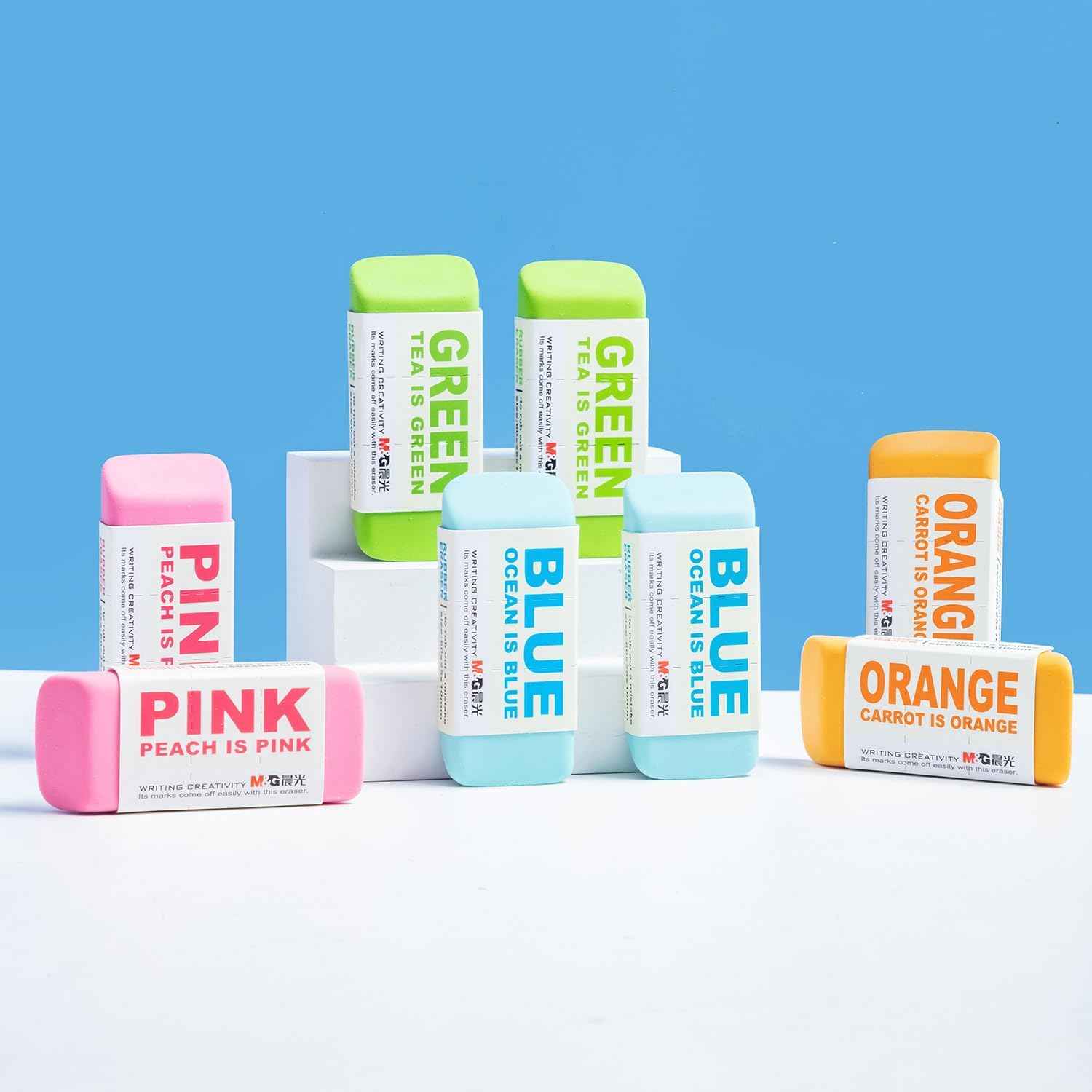 M&G Large Pencil Erasers,8 Assort Colors - TTpen