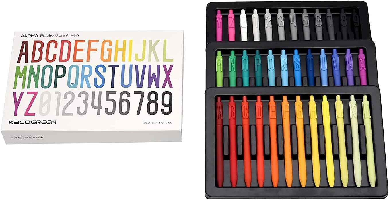 Kaco 36 Color Retractable Gel Ink Pens with Alphabet Number - TTpen