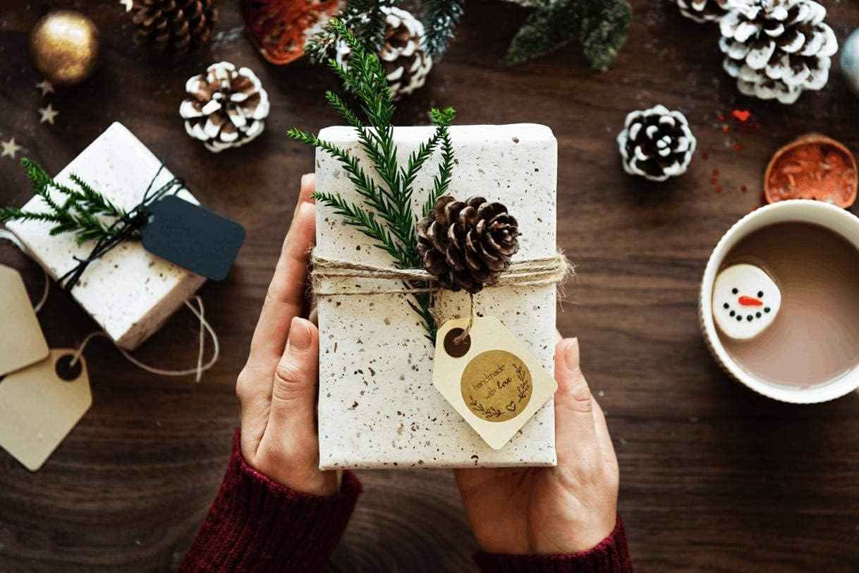 1000Pcs Kraft Sticker Paper Adhesive Labels Handmade with Love Stickers 1 Inch - TTpen