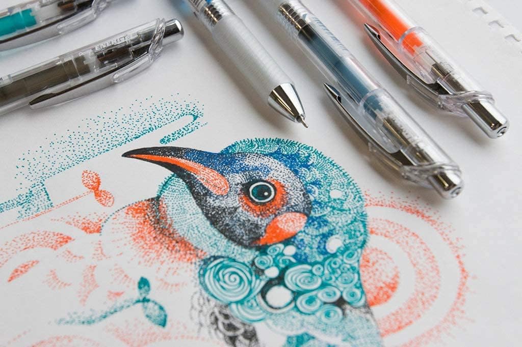 Pentel Energel Infree Gel Ink Ballpoint Pen 0.5mm,Needle Tip 10 Colors