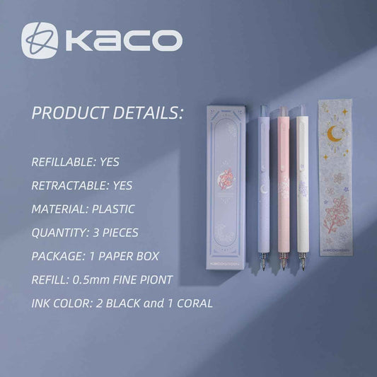 Kaco Rocket Retractable Gel Pens 0.5mm Fine Point 3 Pack - TTpen