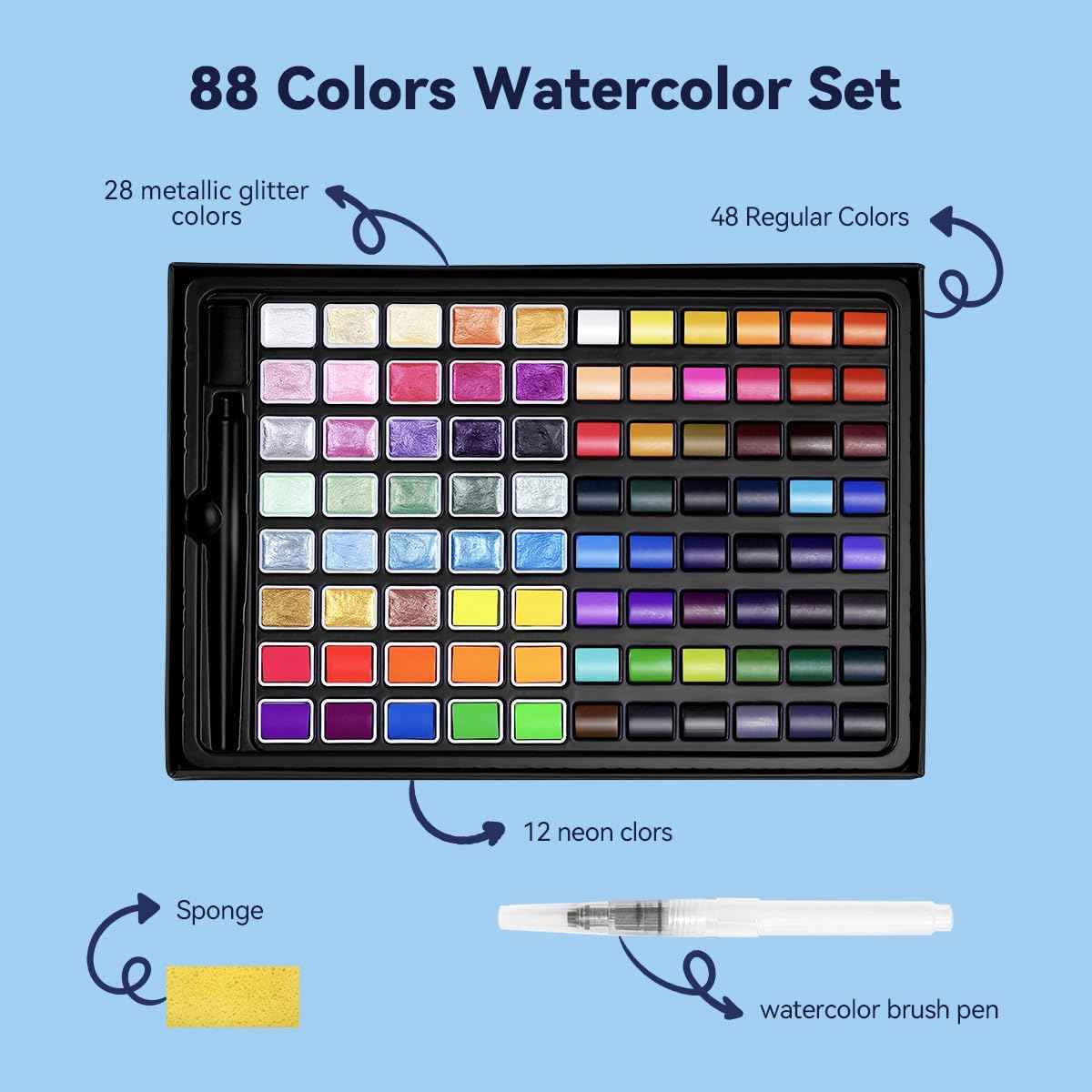 88 Color Watercolor Paint Set - TTpen
