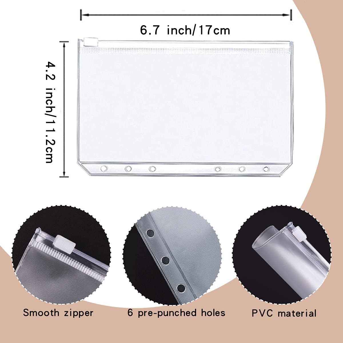 A6 Budget Binder,PU Leather with 12PCS Cash Pockets - TTpen